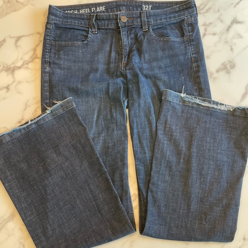 Jcrew dark wash denim high heel flare 32 T